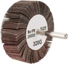 Tru-Maxx - 3" Diam x 1" Face Width, Extra Fine Aluminum Oxide Coated Mounted Flap Wheel - 1/4" Shank Mount, 320 Grit, 20,000 Max RPM - Industrial Tool & Supply