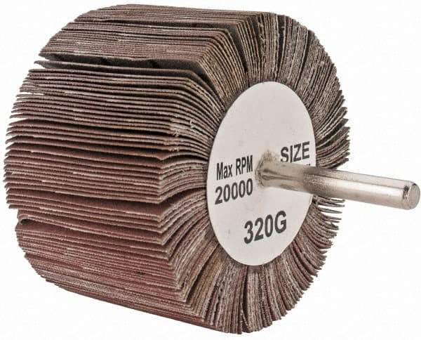 Tru-Maxx - 3" Diam x 2" Face Width, Extra Fine Aluminum Oxide Coated Mounted Flap Wheel - 1/4" Shank Mount, 320 Grit, 20,000 Max RPM - Industrial Tool & Supply