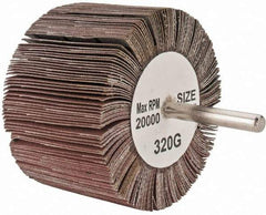 Tru-Maxx - 3" Diam x 2" Face Width, Extra Fine Aluminum Oxide Coated Mounted Flap Wheel - 1/4" Shank Mount, 320 Grit, 20,000 Max RPM - Industrial Tool & Supply