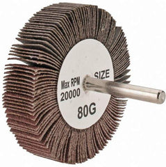 Tru-Maxx - 3" Diam x 3/4" Face Width, Medium Aluminum Oxide Coated Mounted Flap Wheel - 1/4" Shank Mount, 80 Grit, 20,000 Max RPM - Industrial Tool & Supply