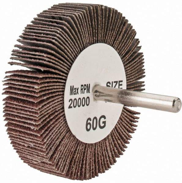 Tru-Maxx - 3" Diam x 3/4" Face Width, Medium Aluminum Oxide Coated Mounted Flap Wheel - 1/4" Shank Mount, 60 Grit, 20,000 Max RPM - Industrial Tool & Supply