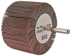 Tru-Maxx - 3" Diam x 2" Face Width, Medium Aluminum Oxide Coated Mounted Flap Wheel - 1/4" Shank Mount, 80 Grit, 20,000 Max RPM - Industrial Tool & Supply