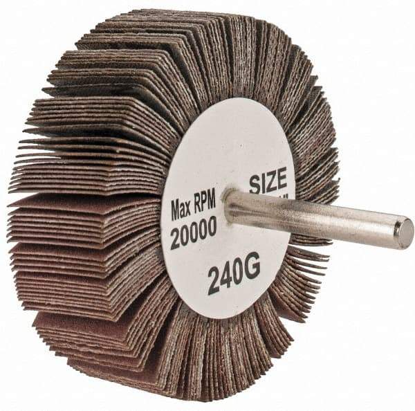 Tru-Maxx - 3" Diam x 1" Face Width, Very Fine Aluminum Oxide Coated Mounted Flap Wheel - 1/4" Shank Mount, 240 Grit, 20,000 Max RPM - Industrial Tool & Supply