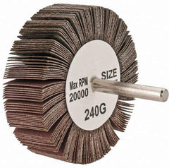 Tru-Maxx - 3" Diam x 1" Face Width, Very Fine Aluminum Oxide Coated Mounted Flap Wheel - 1/4" Shank Mount, 240 Grit, 20,000 Max RPM - Industrial Tool & Supply