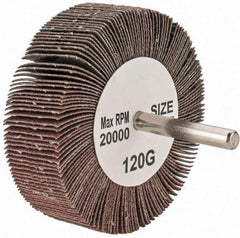Tru-Maxx - 3" Diam x 1" Face Width, Fine Aluminum Oxide Coated Mounted Flap Wheel - 1/4" Shank Mount, 120 Grit, 20,000 Max RPM - Industrial Tool & Supply