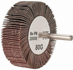 Tru-Maxx - 3" Diam x 1" Face Width, Medium Aluminum Oxide Coated Mounted Flap Wheel - 1/4" Shank Mount, 80 Grit, 20,000 Max RPM - Industrial Tool & Supply