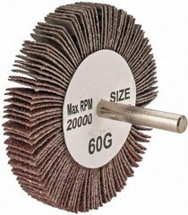 Tru-Maxx - 3" Diam x 1/2" Face Width, Medium Aluminum Oxide Coated Mounted Flap Wheel - 1/4" Shank Mount, 60 Grit, 20,000 Max RPM - Industrial Tool & Supply