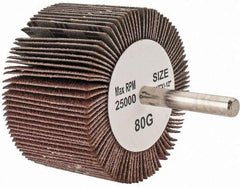 Tru-Maxx - 2-1/2" Diam x 1-1/2" Face Width, Medium Aluminum Oxide Coated Mounted Flap Wheel - 1/4" Shank Mount, 80 Grit, 25,000 Max RPM - Industrial Tool & Supply