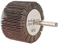 Tru-Maxx - 2-1/2" Diam x 1-1/2" Face Width, Medium Aluminum Oxide Coated Mounted Flap Wheel - 1/4" Shank Mount, 60 Grit, 25,000 Max RPM - Industrial Tool & Supply