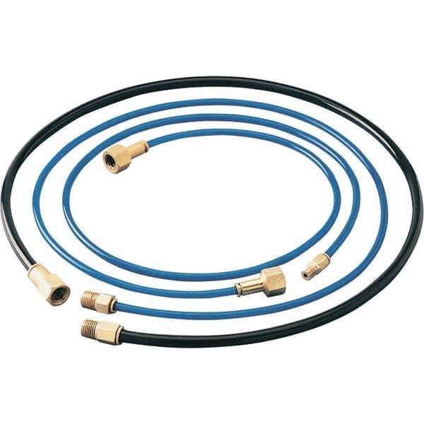 Dynabrade - 1/4" ID x 3/8" OD 6' Long Hose - Female/Male Ends, 90 Working psi, 1/4" Fitting, Black & Blue - Industrial Tool & Supply