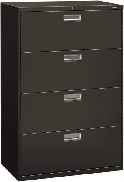 Hon - 36" Wide x 53-1/4" High x 19-1/4" Deep, 4 Drawer Lateral File - Steel, Charcoal - Industrial Tool & Supply