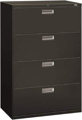 Hon - 36" Wide x 53-1/4" High x 19-1/4" Deep, 4 Drawer Lateral File - Steel, Charcoal - Industrial Tool & Supply