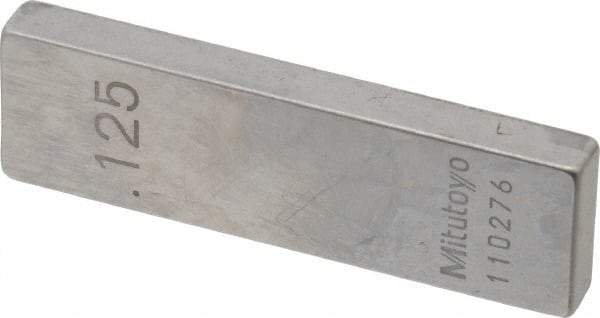 Mitutoyo - 0.125" Rectangular Steel Gage Block - Accuracy Grade 0, Includes Certificate of Inspection - Industrial Tool & Supply