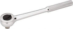 Stanley - 1/2" Drive Round Head Ratchet - Chrome Finish, 10" OAL - Industrial Tool & Supply