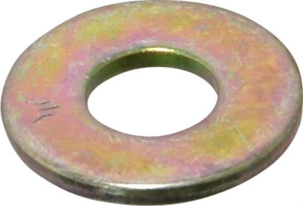 Value Collection - 1/4" Screw, Grade SAE 1035-1050 Alloy Steel USS Flat Washer - 0.307" ID x 0.749" OD, 0.08" Thick, Zinc Yellow Dichromate Finish - Industrial Tool & Supply