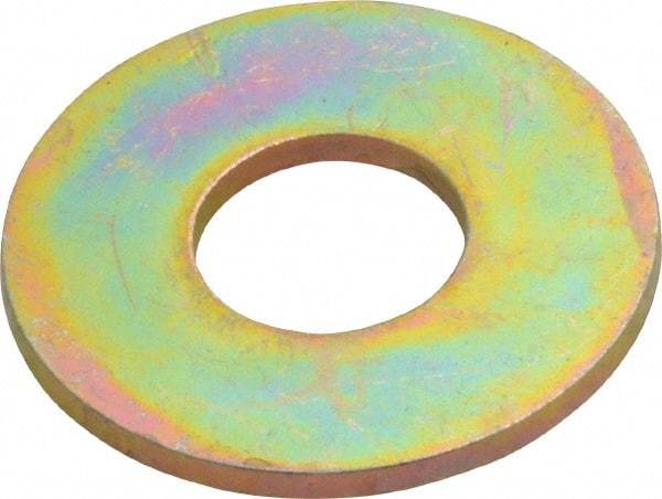 Value Collection - 7/16" Screw, Grade SAE 1035-1050 Alloy Steel USS Flat Washer - 0.495" ID x 1.28" OD, 0.104" Thick, Zinc Yellow Dichromate Finish - Industrial Tool & Supply