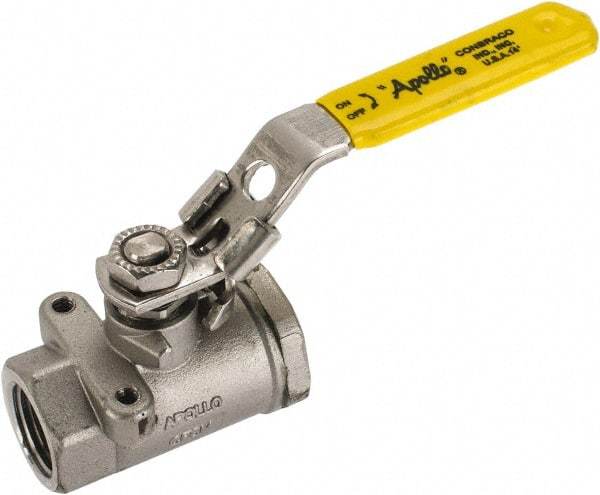 Apollo - 1/2" Pipe, Standard Port, Stainless Steel Standard Ball Valve - 2 Piece, NPT Ends, Locking Lever Handle, 600 WOG, 150 WSP - Industrial Tool & Supply