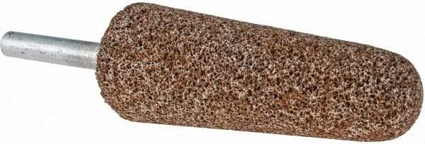 Norton - 1" Head Diam x 2-3/4" Thickness, A3, Tree End, Aluminum Oxide Mounted Point - Brown, Very Coarse Grade, 36 Grit, 15,530 RPM - Industrial Tool & Supply