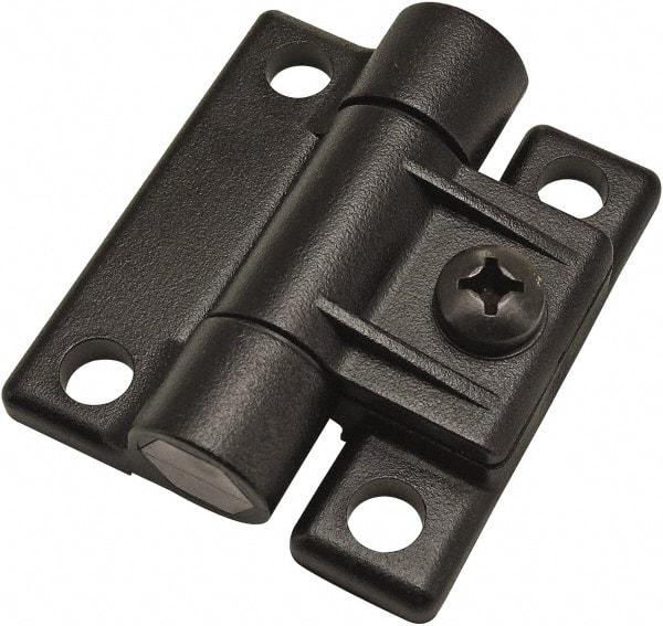 80/20 Inc. - 1-7/16" Long x 1-11/16" Wide x 12.7mm Thick, Adjustable Hinge - Black Acetal, No Finish - Industrial Tool & Supply