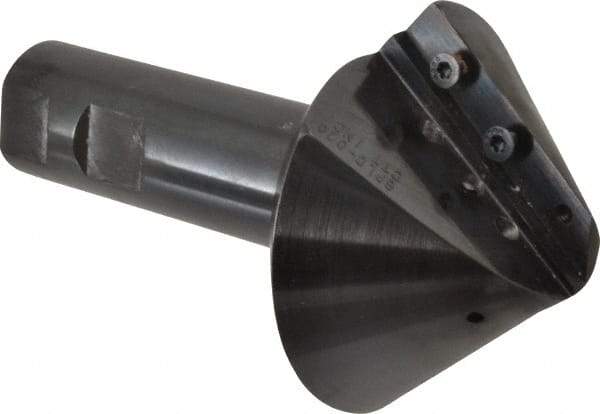 Cutting Tool Technologies - 82° Included Angle, 2.82" Max Cut Diam, 2.82mm Body Diam, 1" Shank Diam, Indexable Countersink - 1.33" LOC, 6 Square Inserts, SPEH 322 Insert Style, Positive Rake, Series PLC - Industrial Tool & Supply