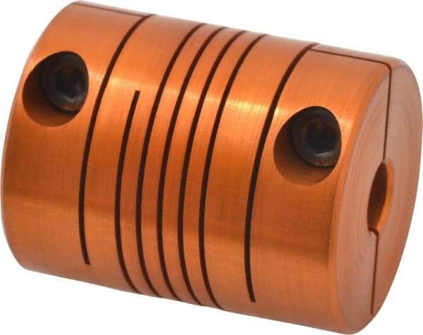 Lovejoy - 1/4" Max Bore Diam, Flexible Clamp Hub Coupling - 1" OD, 1-1/4" OAL, Anodized Aluminum - Industrial Tool & Supply