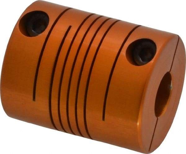 Lovejoy - 3/8" Max Bore Diam, Flexible Clamp Hub Coupling - 1" OD, 1-1/4" OAL, Anodized Aluminum - Industrial Tool & Supply