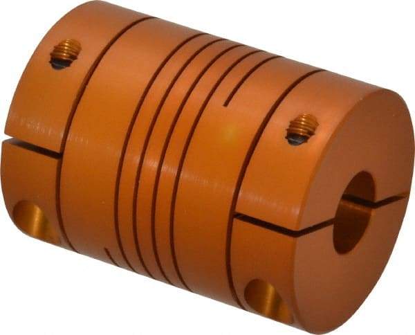 Lovejoy - 3/8" Max Bore Diam, Flexible Clamp Hub Coupling - 1.12" OD, 1-1/2" OAL, Anodized Aluminum - Industrial Tool & Supply