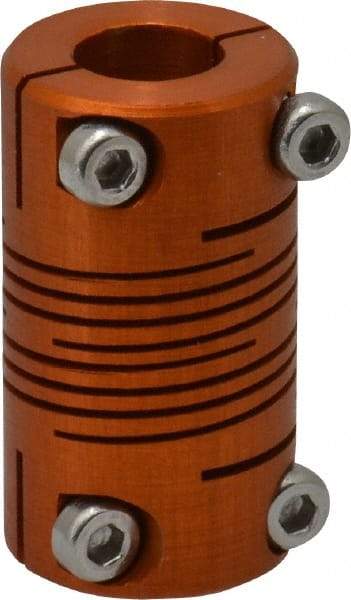 Lovejoy - 1/4" Max Bore Diam, Flexible Clamp Hub Coupling - 1/2" OD, 0.9" OAL, Anodized Aluminum - Industrial Tool & Supply