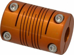 Lovejoy - 3/8" Max Bore Diam, Flexible Clamp Hub Coupling - 1" OD, 1-1/2" OAL, Anodized Aluminum - Industrial Tool & Supply