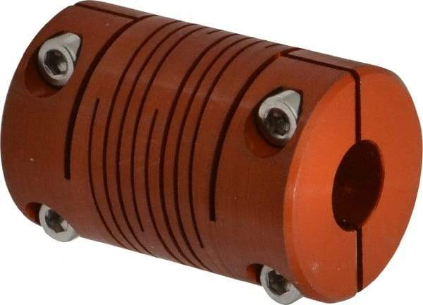 Lovejoy - 1/2" Max Bore Diam, Flexible Clamp Hub Coupling - 1" OD, 1-1/2" OAL, Anodized Aluminum - Industrial Tool & Supply