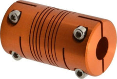 Lovejoy - 1/2" Max Bore Diam, Flexible Clamp Hub Coupling - 1-1/4" OD, 2-1/4" OAL, Anodized Aluminum - Industrial Tool & Supply