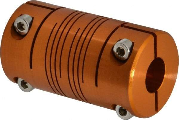 Lovejoy - 1/2" Max Bore Diam, Flexible Clamp Hub Coupling - 1-1/4" OD, 2-1/4" OAL, Anodized Aluminum - Industrial Tool & Supply