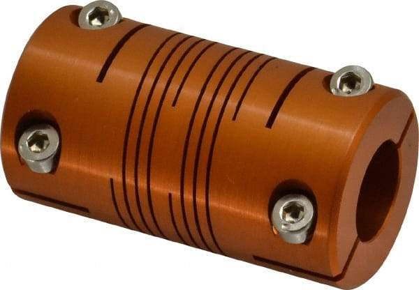 Lovejoy - 5/8" Max Bore Diam, Flexible Clamp Hub Coupling - 1-1/4" OD, 2-1/4" OAL, Anodized Aluminum - Industrial Tool & Supply