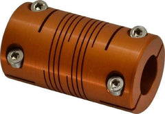 Lovejoy - 5/8" Max Bore Diam, Flexible Clamp Hub Coupling - 1-1/4" OD, 2-1/4" OAL, Anodized Aluminum - Industrial Tool & Supply