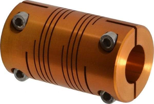 Lovejoy - 3/4" Max Bore Diam, Flexible Clamp Hub Coupling - 1-1/2" OD, 2.63" OAL, Anodized Aluminum - Industrial Tool & Supply