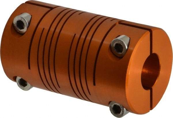 Lovejoy - 3/4" Max Bore Diam, Flexible Clamp Hub Coupling - 1-1/2" OD, 2.63" OAL, Anodized Aluminum - Industrial Tool & Supply
