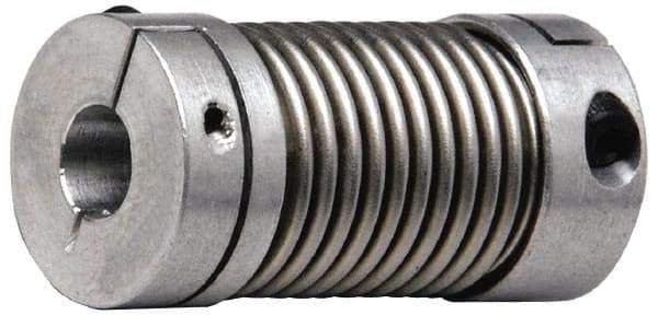 Lovejoy - 1/2" Max Bore Diam, Flexible Bellows Clamp Coupling - 1.28" OD, 1.614" OAL, Aluminum Hub with Stainless Steel Bellows - Industrial Tool & Supply