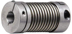 Lovejoy - 1/2" Max Bore Diam, Flexible Bellows Clamp Coupling - 1.28" OD, 1.614" OAL, Aluminum Hub with Stainless Steel Bellows - Industrial Tool & Supply