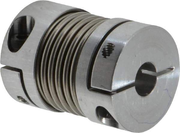 Lovejoy - 1/4" Max Bore Diam, Flexible Bellows Clamp Coupling - 0.984" OD, 1.023" OAL, Aluminum Hub with Stainless Steel Bellows - Industrial Tool & Supply