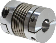 Lovejoy - 1/2" Max Bore Diam, Flexible Bellows Clamp Coupling - 1.28" OD, 1.614" OAL, Aluminum Hub with Stainless Steel Bellows - Industrial Tool & Supply