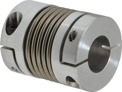 Lovejoy - 5/8" Max Bore Diam, Flexible Bellows Clamp Coupling - 1.28" OD, 1.614" OAL, Aluminum Hub with Stainless Steel Bellows - Industrial Tool & Supply
