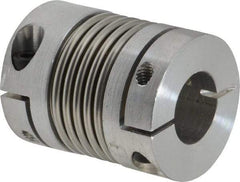 Lovejoy - 5/8" Max Bore Diam, Flexible Bellows Clamp Coupling - 1.28" OD, 1.614" OAL, Aluminum Hub with Stainless Steel Bellows - Industrial Tool & Supply