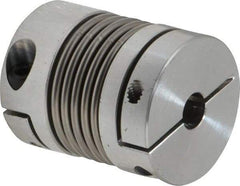 Lovejoy - 5/16" Max Bore Diam, Flexible Bellows Clamp Coupling - 1.28" OD, 1.614" OAL, Aluminum Hub with Stainless Steel Bellows - Industrial Tool & Supply