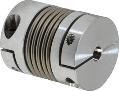Lovejoy - 1/4" Max Bore Diam, Flexible Bellows Clamp Coupling - 1.28" OD, 1.614" OAL, Aluminum Hub with Stainless Steel Bellows - Industrial Tool & Supply