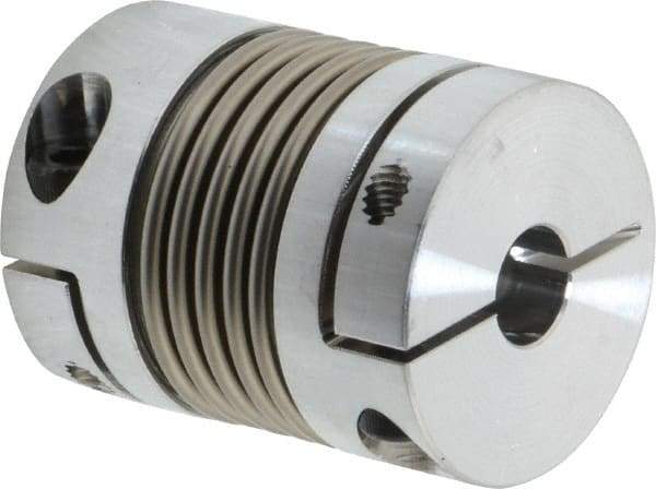 Lovejoy - 3/8" Max Bore Diam, Flexible Bellows Clamp Coupling - 1.28" OD, 1.614" OAL, Aluminum Hub with Stainless Steel Bellows - Industrial Tool & Supply