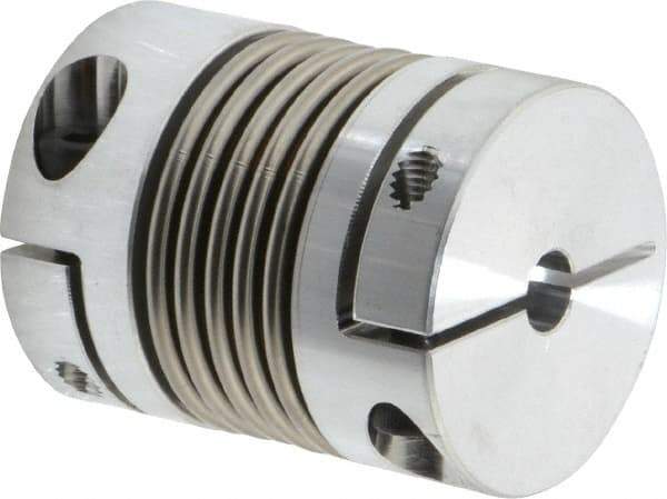 Lovejoy - 3/8" Max Bore Diam, Flexible Bellows Clamp Coupling - 1.28" OD, 1.614" OAL, Aluminum Hub with Stainless Steel Bellows - Industrial Tool & Supply