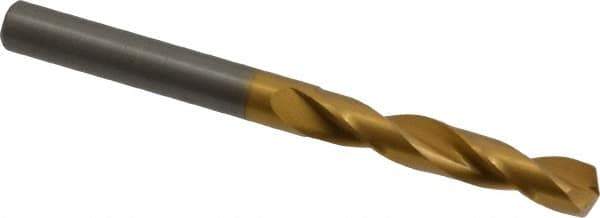 Guhring - 7.7mm 140° Solid Carbide Jobber Drill - TiN Finish, Right Hand Cut, Spiral Flute, Straight Shank, 90mm OAL, SU Point - Industrial Tool & Supply