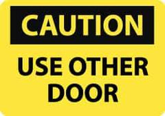 NMC - Caution - Use Other Door, Aluminum Fire and Exit Sign - 14" Wide x 10" High - Industrial Tool & Supply