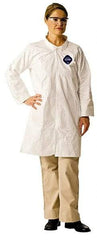 Dupont - Size 4XL White Disposable Chemical Resistant Lab Coat - Tyvek, Snap Front, Open Cuff - Industrial Tool & Supply