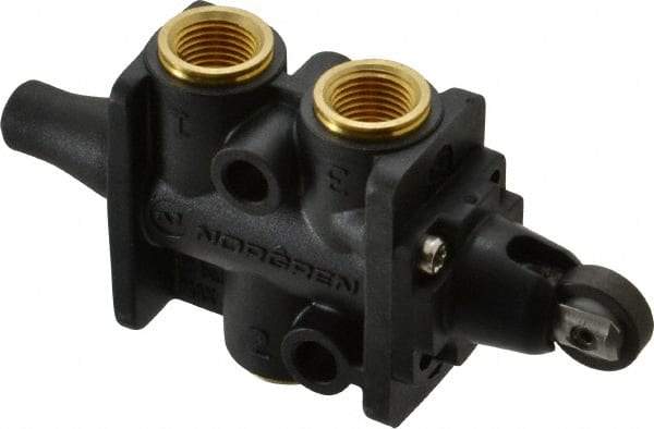 Norgren - 0.34 CV Rate, 1/8" NPT Inlet 3/2 Super Mechanical Valve - 1/8" NPT Inlet, Packed Spool Valve, Roller Actuator - Industrial Tool & Supply